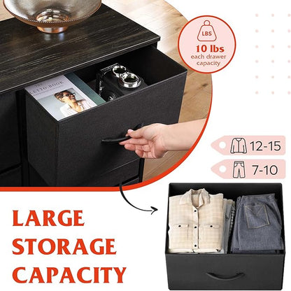 WLIVE Tall Black Dresser for Bedroom with 10 Drawers, Chest of Drawers, Dressers Bedroom Furniture, Storage Organizer Unit with Fabric Bins for Closet, Hallway, Living Room, Entryway