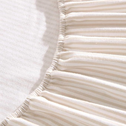 Laura Ashley - Flannel Sheets Twin Size, Anti-Pilling & Wrinkle Resistant Cotton, Touchably Soft for All-Season Comfort - Bed Sheets with Matching Pillowcase & Fitted Sheet (Oxfordshire Stripe Beige)