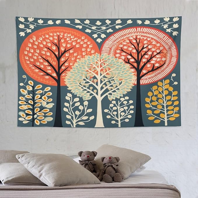 MaSiledy Shabby Chic Trees Tapestry Wall Hanging Fall Autumn Tree Bedroom Tapestries Landscape Tapestry Wall Art for Home Decor 60"x90" Bedroom Xmas Tapestry for Bedroom Christmas Backdrop