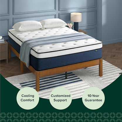 ZINUS 14 Inch Cooling Comfort Support Hybrid Mattress [New Version], California King, Fiberglass Free, Medium Plush, Cooling Motion Isolation, Certified Safe Foams & Fabric, Mattress in A Box