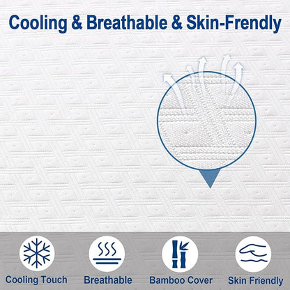 EDILLY 3 Inch Cooling Gel Memory Foam Mattress Topper Full Size,with Removable & Washable Bamboo Cover,Soft Breathable Mattress Pad,Bed Topper for Back Pain Relief (54x75)