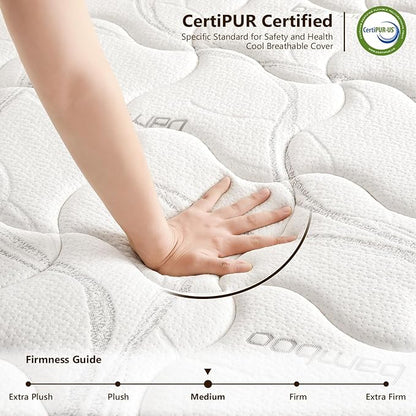 Full Size Mattress 12 Inch Hybrid Mattress in a Box with Bamboo Cover - Memory Foam Mattress with Memory Foam and Pocket Springs - Medium Firm Mattress with Pressure Relief