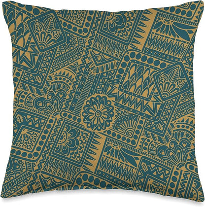 Scandinavian Ethno Mosaic Folklore Pattern 1 - Fan Fun Throw Pillow