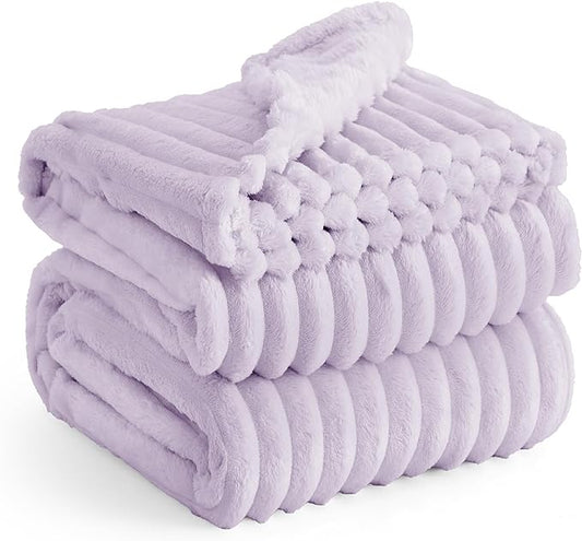 Bedsure GentleSoft Lavender Fog Fleece Blanket for Couch - Cozy Soft Blankets for Women, Cute Small Throws for Girls, 90x90 Inches