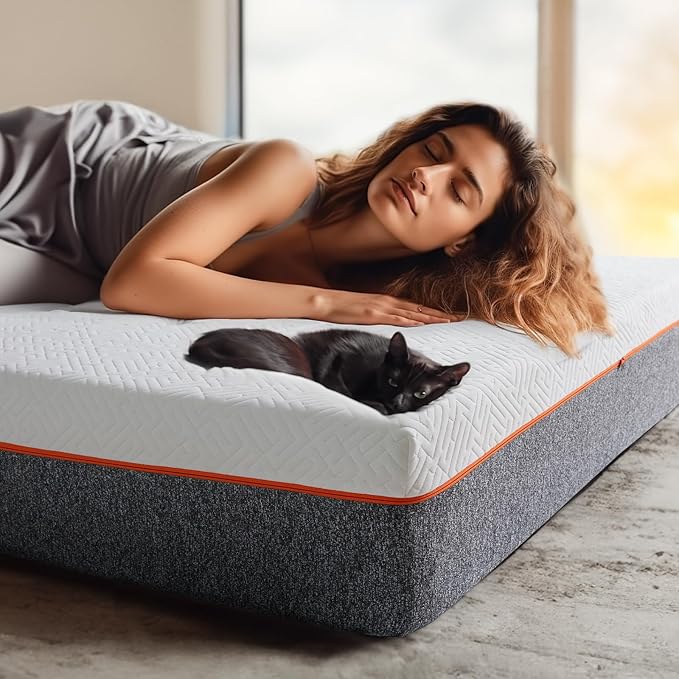 Marsail 10 Inch Full Size Mattress, Cooling Gel Memory Foam, Fiberglass Free Breathable Cooling Bed Twin Mattress, Medium-Firm in A Box