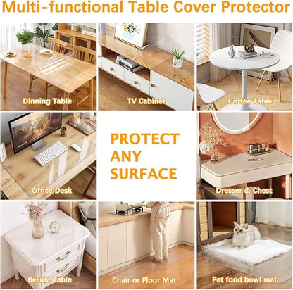 1.5mm Thick 19 x 54'' Clear Plastic Table Protector for Dining Room Waterproof PVC Table Tablecloth Cover Vinyl Desk Pad Mat Wood Furniture Coffee Glass End Hallway Table Top Surface Protection Liner