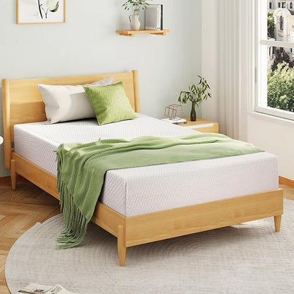 EGOHOME Twin XL Memory Foam Mattress, 10 Inch Bed Mattress in a Box with Cooling Green Tea Gel, Relieve Pressure with Medium Support, CertiPUR-US Certified, 80''L x 38''W, White