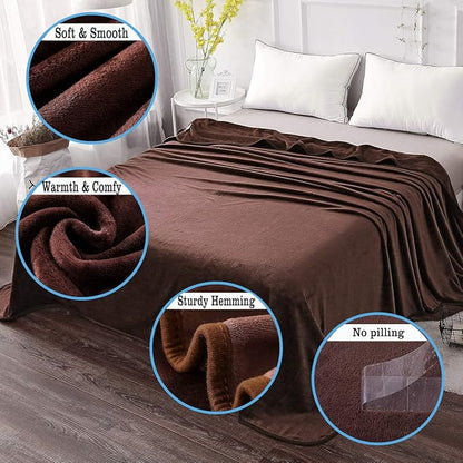 HOZY Soft Blanket Travel Size Fleece Warm Fuzzy Throw Blankets for The Bed Sofa Lightweight 350GSM Travel 50"*61"