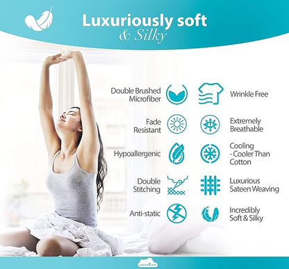 DREAMCARE Twin XL Sheet Sets – 3pcs Cooling Sheets – up to 15” Deep Pocket Twin XL Sheets Set – Hotel Luxury Sheets & Pillowcases – Superior Softness 100% Fine Microfiber with Side Pocket – Burgundy
