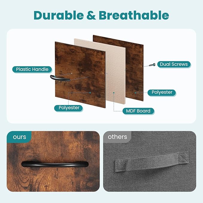 OLIXIS Dresser for Bedroom with 5 Drawers, Wide Chest of Drawers, Fabric Bedroom Dresser with Drawer Organizers, Storage Organizer Unit with Fabric Bins for Closet, Living Room, Hallway, Rustic Brown