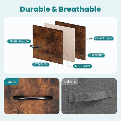 OLIXIS Dresser for Bedroom with 5 Drawers, Wide Chest of Drawers, Fabric Bedroom Dresser with Drawer Organizers, Storage Organizer Unit with Fabric Bins for Closet, Living Room, Hallway, Rustic Brown
