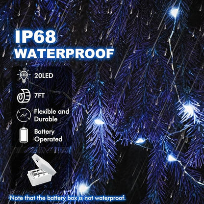 30 Pack Fairy Lights Battery Operated - 3 Speed Modes, 7Ft 20 LED String Twinkle Lights, Waterproof Copper Wire, Mini Firefly Light for Mason Jars Vases Christmas Decor, Blue