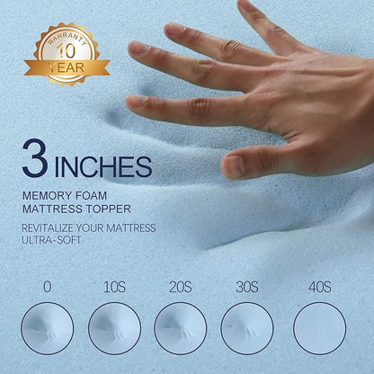 VALUXE 3 Inch Gel Memory Foam Mattress Topper California King Size High Density Cooling Pad Pressure Relief Bed Topper (with Removable & Washable Bamboo Cover)