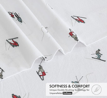RUVANTI Flannel Sheets California King Size - 100% Cotton Brushed Cal King Bed Sheets Set - Deep Pockets 14 Inches - All Seasons Breathable & Extra Soft - Warm & Cozy, 4 Piece, Flurry Friends