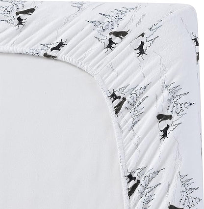 Eddie Bauer - King Sheets, Cotton Flannel Bedding Set, Brushed For Extra Softness, Cozy Home Decor (Dog Friends White, King)