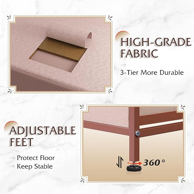 WLIVE Dresser for Bedroom with 5 Drawers, Wide Chest of Drawers, Fabric Dresser, Storage Organization Unit with Fabric Bins for Closet, Living Room, Hallway, Pink and Rose Gold
