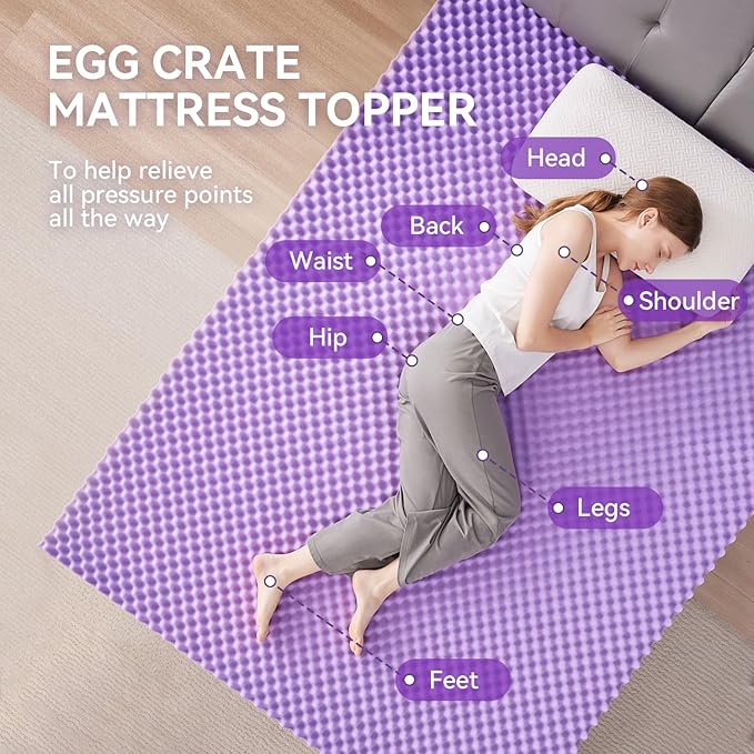 SINWEEK 3 Inch Egg Crate Memory Foam Mattress Topper Full Size, Soft Mattress Pad for Back Pain Relief, Bed Topper, CertiPUR-US Certified