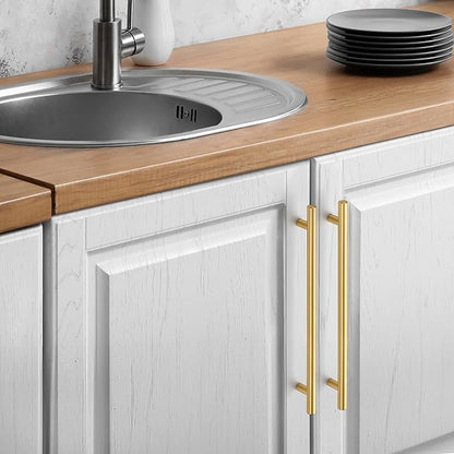 JOY DECOR 45 Pack Cabinet Handles, Gold Cabinet Pulls, 8-3/4 in Hole Center Kitchen Cabinet Handles, Stainless Steel T Bar Handles for Dresser Drawers