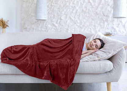 Utopia Bedding Fleece Blanket Throw Size Burgundy 300GSM Luxury Anti-Static Fuzzy Soft Microfiber Blanket for Couch, Sofa and Bed (60x50 Inch)