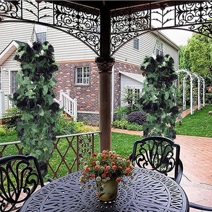 RECUTMS Artificial Rose Vine Hanging Plants 4Pieces 3.3Ft Flowers for Home Room Garden Wedding Indoor Outdoor Decoration (Black)