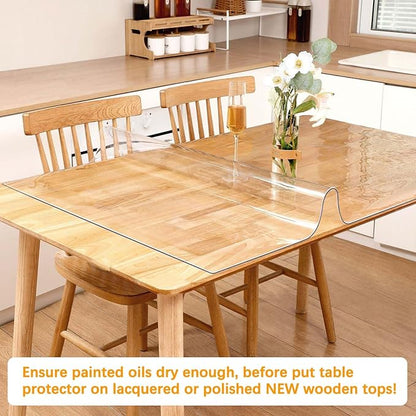 48 X 78 Inch Clear Plastic Dining Table Protector Tablecloth Desk Pad Mat Waterproof PVC Vinyl Rectangular Wooden Furniture Coffee Glass End Entryway Sofa Side Cabinet Top Protection Countertop Cover