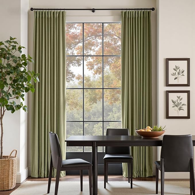 Lazzzy Velvet Blackout Curtains Thermal Insulated Room Window Drapes Super Soft Luxury Curtains for Living Room Bedroom Rod Pocket 2 Panels, Olive Sage, 52" W x 84" L