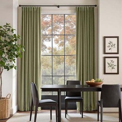 Lazzzy Velvet Blackout Curtains Thermal Insulated Room Window Drapes Super Soft Luxury Curtains for Living Room Bedroom Rod Pocket 2 Panels, Olive Sage, 52" W x 120" L