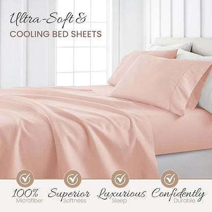 Linen Market Double-Brushed Patterned Microfiber Twin Sheet Set 3 Piece – Oeko-TEX Certified Ultra Soft & Wrinkle-Free - 16" Deep Pocket Sheets - Easy Care Twin Size - My Heart Pink