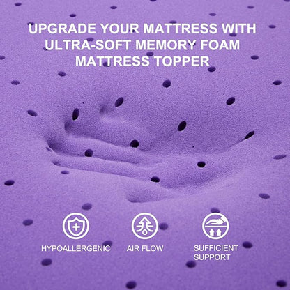 SINWEEK 4 Inch Gel Memory Foam Mattress Topper Ventilated Soft Pressure Relieve Mattress Pad, Breathable Bed Topper, CertiPUR-US Certified, King Size