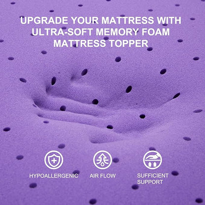 SINWEEK 4 Inch Gel Memory Foam Mattress Topper Ventilated Soft Mattress Pad, Bed Topper, CertiPUR-US Certified, Twin XL Size