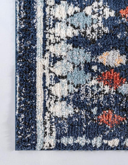 Rugs.com Morocco Collection Rug – 5' x 8' Navy Blue High-Pile Rug Perfect for Living Rooms, Large Dining Rooms, Open Floorplans