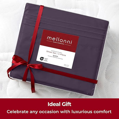 Mellanni Extra Deep Full Sheets - 4 PC Iconic Collection Bedding - Hotel Luxury, Ultra Soft, Cooling Bed Sheets - Wrinkle, Fade, Stain Resistant (Full, Purple)