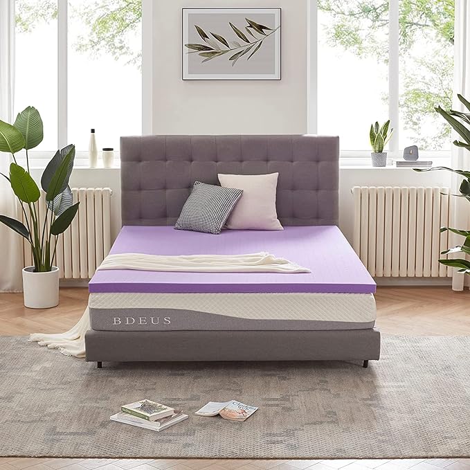 SINWEEK 1.5 Inch Gel Memory Foam Mattress Topper Ventilated Soft Pressure Relieve Mattress Pad, Breathable Bed Topper, CertiPUR-US Certified, Queen Size