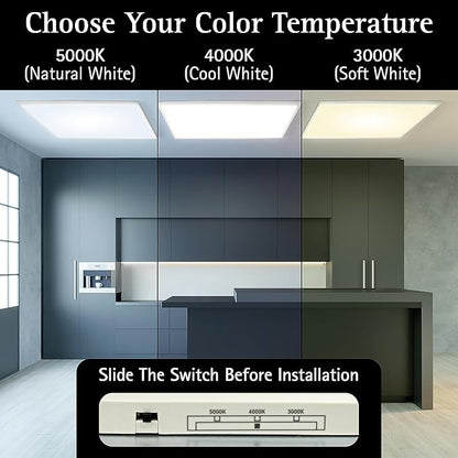 Ultralux 2x4 ft LED Light Panel - Edge Lit, Surface Mount Ceiling for Home & Office TRIAC Dimmable, Flicker-Free Slim with Adjustable Color Temperature (Matte White, 2 Pack) 2x4 (2 Pack)
