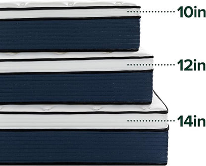 ZINUS 14 Inch Cooling Comfort Support Hybrid Mattress [New Version], California King, Fiberglass Free, Medium Plush, Cooling Motion Isolation, Certified Safe Foams & Fabric, Mattress in A Box