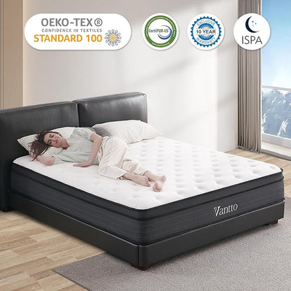 Twin Size Mattresses, 10 Inch Hybrid Memory Foam Individual Pocket Springs Twin Bed Mattress in a Box with Pressure Relief, Motion Isolation, CertiPUR-US, 100 Nights Trial