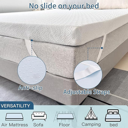 Airensky 3 Inch Memory Foam Mattress Topper, Cooling Gel Infused High Density King (76"x80") Topper with Removable Skin-Friendly Cover, Bed Topper for Pressure Relief Back Pain, CertiPUR-US Certified