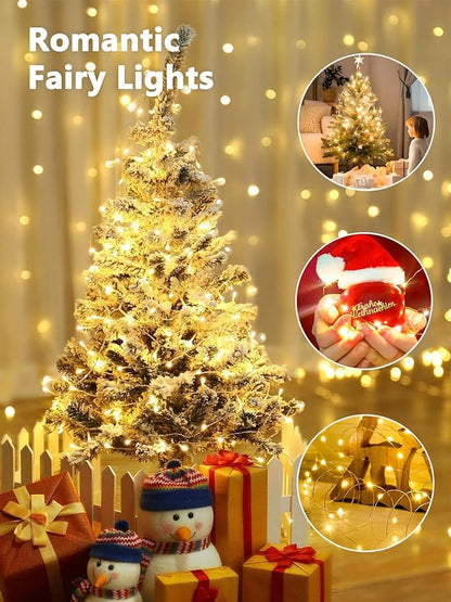 2 Pack Fairy Lights Battery Operated with Remote Control Timer, LED String Lights Outdoor Indoor, 8 Mode Twinkle Lights for Christmas Party Wedding Birthday Bedroom Décor (Warm White)