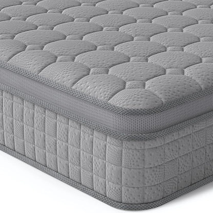 Vesgantti Full Mattress 10 Inch Innerspring Multilayer Hybrid Full Mattresses - Ergonomic Design with Memory Foam and Pocket Spring Mattress Full Size, Medium Firm Feel, Grey