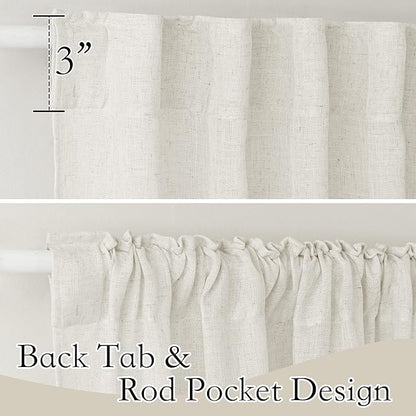 RYB HOME Farmhouse Sheer Curtains 108 inch Length, Semi Sheer Curtain & Drapes Large Window Dressing Lights & Winds Filter for Bedroom Home Office Living Room, Linen, W 70 x L 108 inch Long, 1 Pair