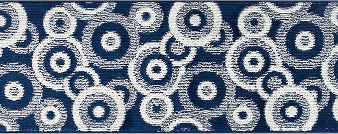 Custom Length Cut to Size Retro Modern Coastal Carpet Runner Rug for Hallways, Non Slip Rubber Backed, 31 inch Wide X Customized Length, Geo Blue, 31 inch X 12 feet