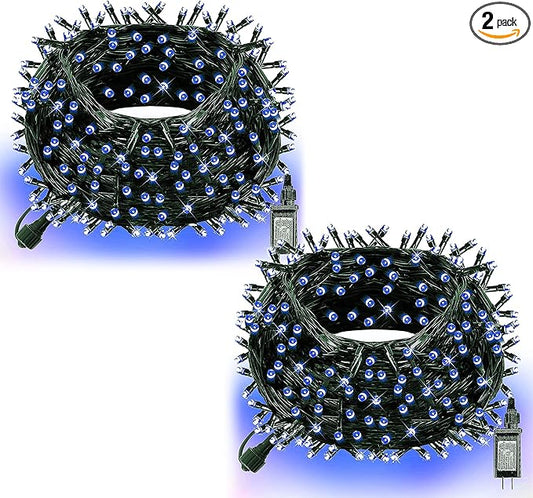 Dazzle Bright 132FT 400 LED Christmas Lights, Christmas String Lights Plug in with 8 Modes, Waterproof Christmas Decorations for Xmas Indoor Outdoor Party Home Tree Decor, Blue