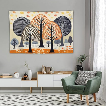MaSiledy Tapestry Shabby Chic Trees Tapestry for Bedroom Aesthetic Rustic Autumn Tapestry As Wall Art Wall Hanging for Bedroom Landscape 40"x60" Holiday Scene Banner for Winter Christmas Party