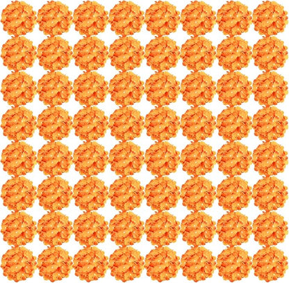 Auihiay 64 PCS Full Hydrangea Flowers, Silk Hydrangea Artificial Flowers Heads with Stems, Artificial Hydrangea Flowers for Wedding Centerpieces, Home, Garden, Baby Shower Decoration (Orange)