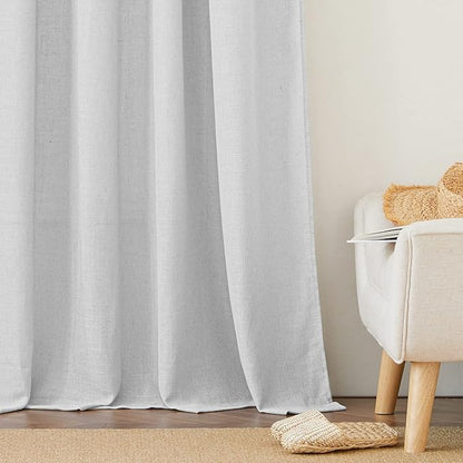 RYB HOME Semi Sheer Curtains 84 inches Long, Linen Texture Wave Fabric Privacy Sheer Window Curtains for Living Room Bedroom Dining, Dove Grey, Wide 52 x Long 84 inch per Panel, 2 Panels