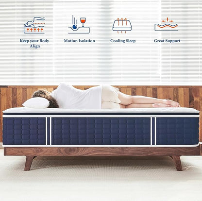 Coolvie Twin XL Mattress 14 Inch, Hybrid XL Twin Mattress in a Box, 4 Layer Premium Foam with Pocket Springs for Motion Isolation and Pressure Relieving, Medium Firm Feel, 100-Night Trial