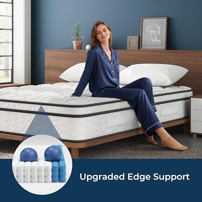 Vesgantti Queen Size Mattress 10 Inch, Fiberglass-Free | Cool Sleep Hybrid Mattress in a Box - Memory Foam & Pocket Springs, Ergonomic Design, Pressure Relief, Medium Firm Feel, 60"×80"×10"