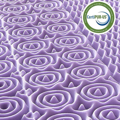 MUXHOMO 2 Inch 7-Zone King Mattress Topper, Egg Crate Foam Mattress Topper King Size for Back Pain, Lavender Cooling Gel Infused Bed Pad, CertiPUR-US and Oeko-TEX Certification (76"×80")