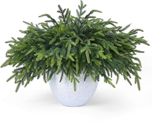 12 Pcs Realistic Christmas Pine Branches Artificial Lifelike Green Pine Stem - Real Touch for Vase DIY Crafts Flower Arrangement Home Indoor Christmas Decor(18 Inch)