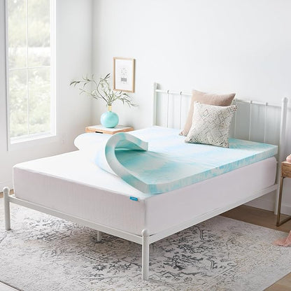 Linenspa 3 Inch Gel Swirl Memory Foam Mattress Topper – Cooling Gel Infused – Pressure Relieving Bed Topper - Mattress Pad – CertiPUR Certified - Twin XL Size